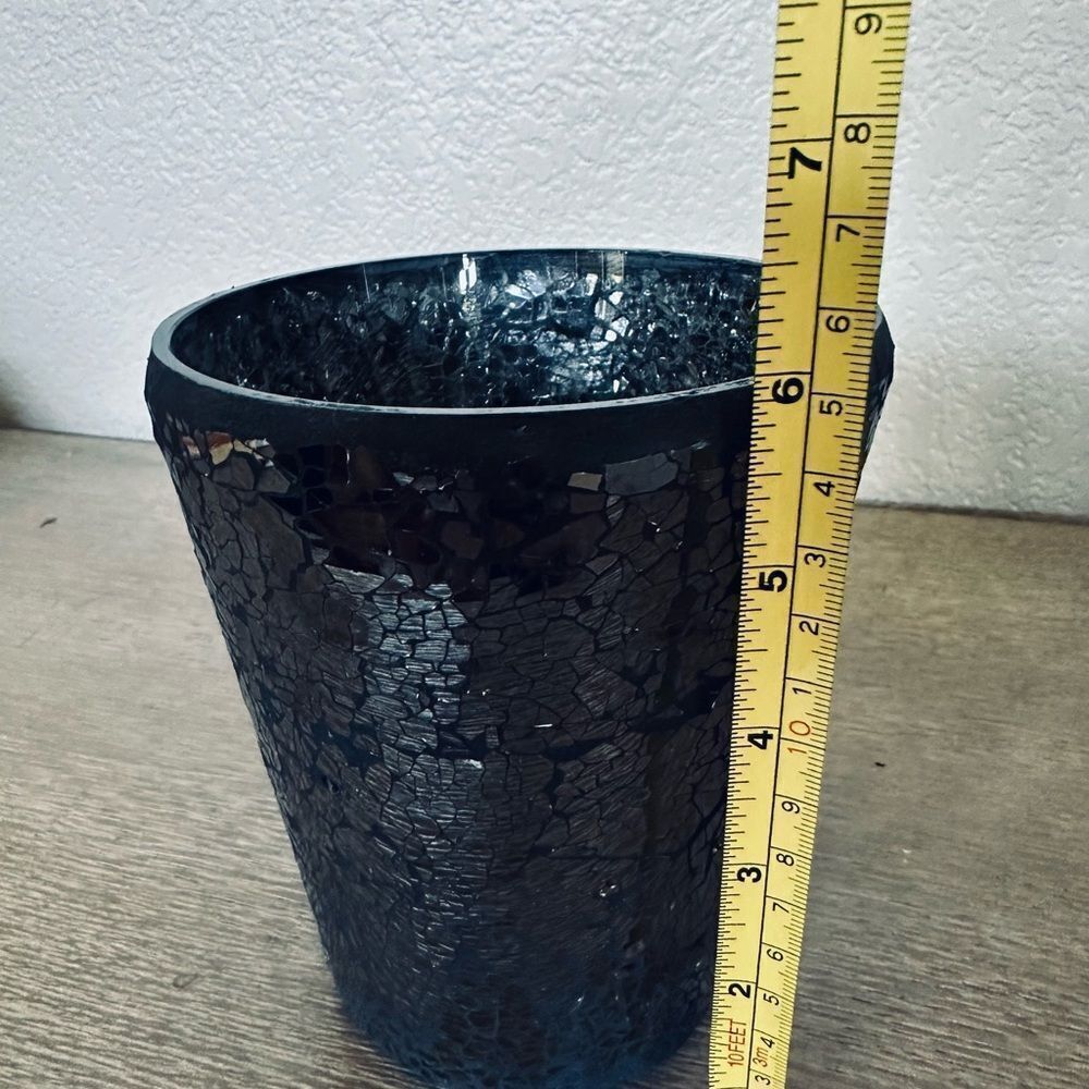 Black Glass Mosaic Vase Planter Pot Halloween Decor - Picture 3 of 5